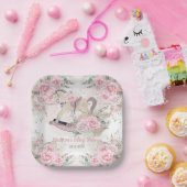 パンパスグラスピンクフローラロッキングホース赤ちゃんシャワー ペーパープレート (パーティー)