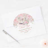 パンパスグラスピンクフローラロッキングホース赤ちゃんシャワー ラウンドシール (封筒)