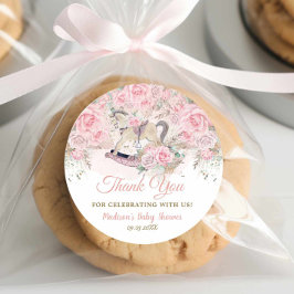パンパスグラスピンクフローラロッキングホース赤ちゃんシャワー ラウンドシール