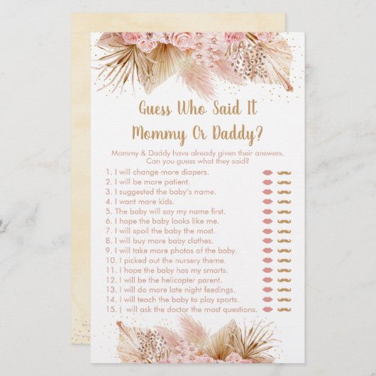 パンパスグラスピンクフローラ誰がゲームを言ったか推測 (正面/裏面)