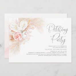 パンパスグラスピンクフローラanyエイジ誕生日 招待状