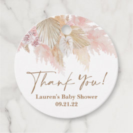 パンパスグラスピンクベビーシャワーメッセージカード フェイバータグ