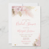 パンパスグラスピンクボヘミアンデザートブライダルシャワー 招待状 (正面)