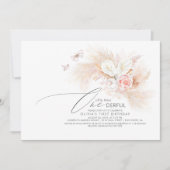 パンパスグラスピンクリトルワン恋しく思ダフル誕生日 招待状 (正面)