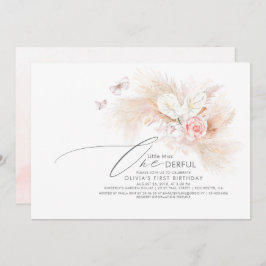 パンパスグラスピンクリトルワン恋しく思ダフル誕生日 招待状