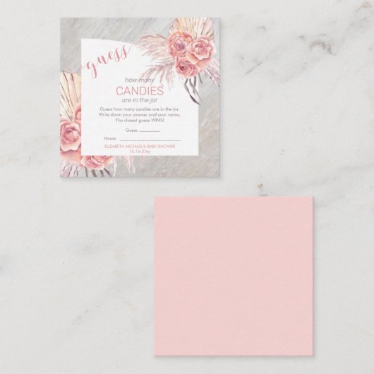 パンパスグラスピンクローズ開花 | 瓶の中のキャンディー エンクロージャーカード (正面/裏面)