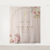 パンパスグラスピンク金ゴールドアーチバプティスフォトバックグラウンド タペストリー (正面)