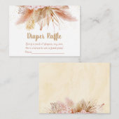 パンパスグラスピンク金ゴールドフローラベビーおむつラッフル エンクロージャーカード (正面/裏面)