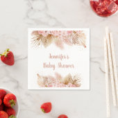 パンパスグラスピンク金ゴールドフローラベビーシャワー スタンダードカクテルナプキン (インサイチュ)