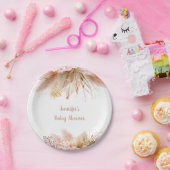 パンパスグラスピンク金ゴールドフローラベビーシャワー ペーパープレート (パーティー)