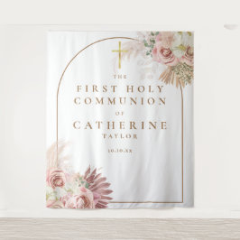 パンパスグラスファースト・コミュニオンフォトバックグラウンド タペストリー