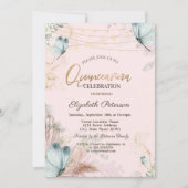 パンパスグラスフラワーズブルー蝶キンチェニェラ 招待状 (正面)