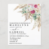 パンパスグラスフラワーピンク水彩ボホバジェット (正面)