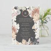 パンパスグラスフレーム |金箔モノグラム |木炭 招待状 (スタンド正面)