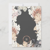 パンパスグラスフレーム |金箔モノグラム |木炭 招待状 (裏面)