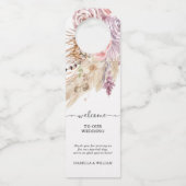 パンパスグラスフローラカスタムウェルカム結婚ズ ボトルネックタグ (正面)