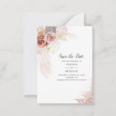 パンパスグラスフローラスクリプトウェディング日付を保存 ノートカード (正面)