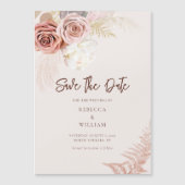 パンパスグラスフローラスクリプトウェディング日付を保存 マグネット招待状 (正面)