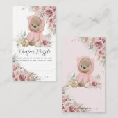 パンパスグラスフローラテディベアベビーおむつラッフル エンクロージャーカード (正面/裏面)