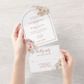 パンパスグラスフローラテラコッタアー結婚チズオールイン オールインワン招待状 (貼ってはがせる)