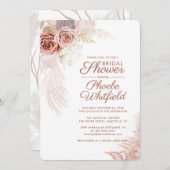 パンパスグラスフローラテラコッタブライダルシャワー 招待状 (正面/裏面)