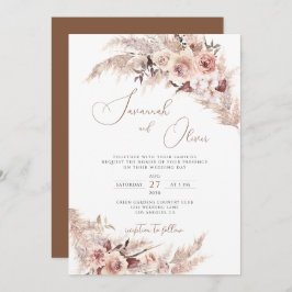 パンパスグラスフローラテラコッタボヘミアン結婚ズ 招待状