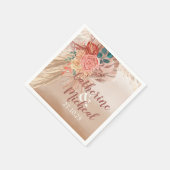 パンパスグラスフローラテラコッタボホシック結婚ズ スタンダードカクテルナプキン (角)