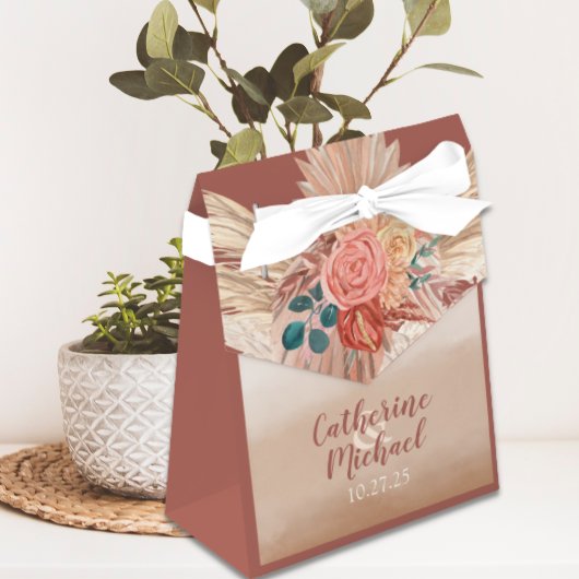 パンパスグラスフローラテラコッタボホシック結婚ズ フェイバーボックス