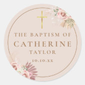 パンパスグラスフローラバプテスマ《キリスト教》洗礼式や命名式賛成 ラウンドシール (正面)