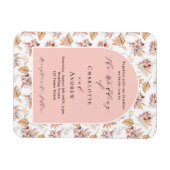 パンパスグラスフローラバラ金ゴールド結婚式招待状 マグネット (横)