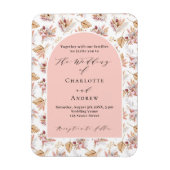 パンパスグラスフローラバラ金ゴールド結婚式招待状 マグネット (縦)