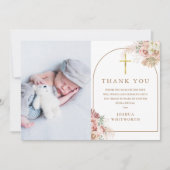 パンパスグラスフローラフォトコラージバプテスマ サンキューカード (正面)