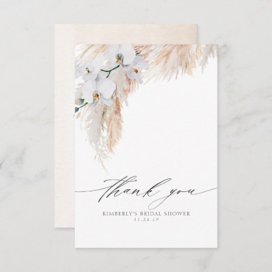 パンパスグラスフローラブライダルシャワースモールありがとう サンキューカード (正面/裏面)
