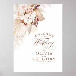 パンパスグラスフローラ結婚のウェルカムサイン ポスター