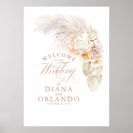 パンパスグラスフローラ結婚のウェルカムサイン ポスター