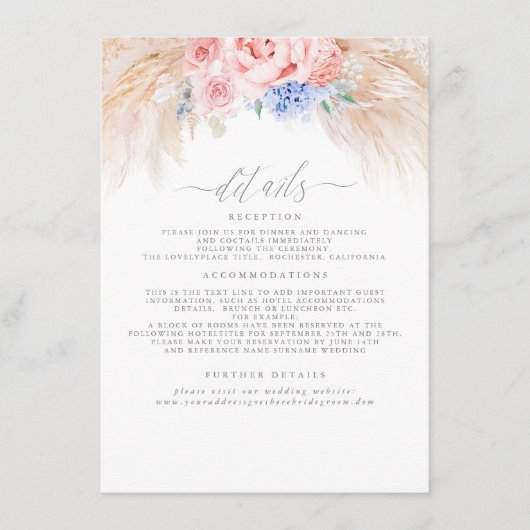 パンパスグラスフローラ結婚の詳細エンクロージャカード エンクロージャーカード (正面)