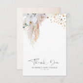 パンパスグラスフローラ赤ちゃんシャワー小さいありがとう サンキューカード (正面/裏面)
