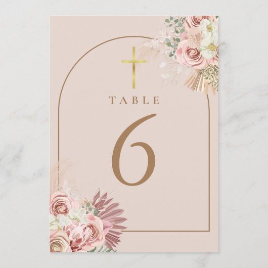 パンパスグラスフローラ金ゴールドクロス表番号 招待状 (裏面)