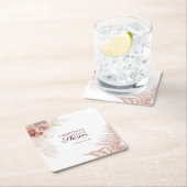 パンパスグラスブライダルシャワーテラコッタフローラ スクエアペーパーコースター (インサイチュ)