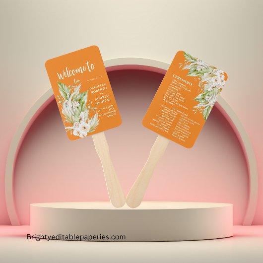 パンパスグラスブライトテラコッタ結婚式 プログラム ハンドファン