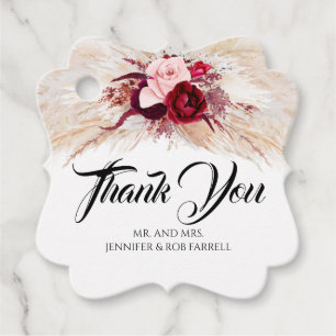 パンパスグラスブルガンディーレッドモダンフローラ結婚ズ フェイバータグ