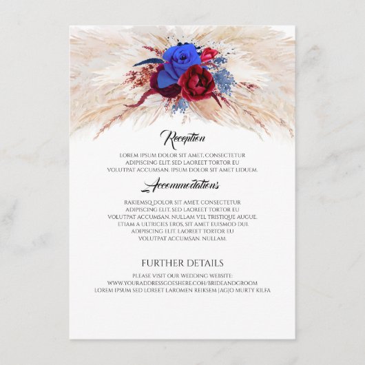 パンパスグラスブルゴーニュ結婚と海軍の情報 エンクロージャーカード (正面)