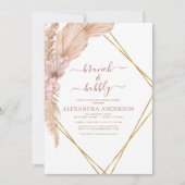 パンパスグラスブルンチバブリーボホブライダルシャワーインヴィ 招待状 (正面)