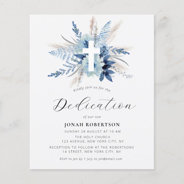 パンパスグラスブルーフローラクロス献身 (正面)