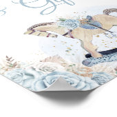 パンパスグラスブルーフローラロッキングホースカードギフト ポスター (角)