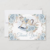 パンパスグラスブルーフローラロッキングホース赤ちゃんシャワー サンキューカード (正面)