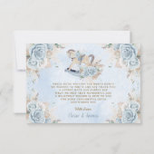 パンパスグラスブルーフローラロッキングホース赤ちゃんシャワー サンキューカード (裏面)