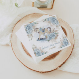 パンパスグラスブルーフローラロッキングホース赤ちゃんシャワー スタンダードランチョンナプキン