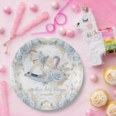 パンパスグラスブルーフローラロッキングホース赤ちゃんシャワー ペーパープレート (パーティー)