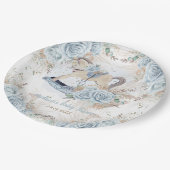 パンパスグラスブルーフローラロッキングホース赤ちゃんシャワー ペーパープレート (アングル)